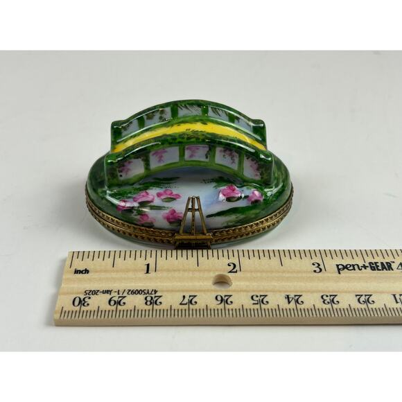 Limoges France Hand Painted Bridge Trinket Box Peint Main - Picture 11 of 13